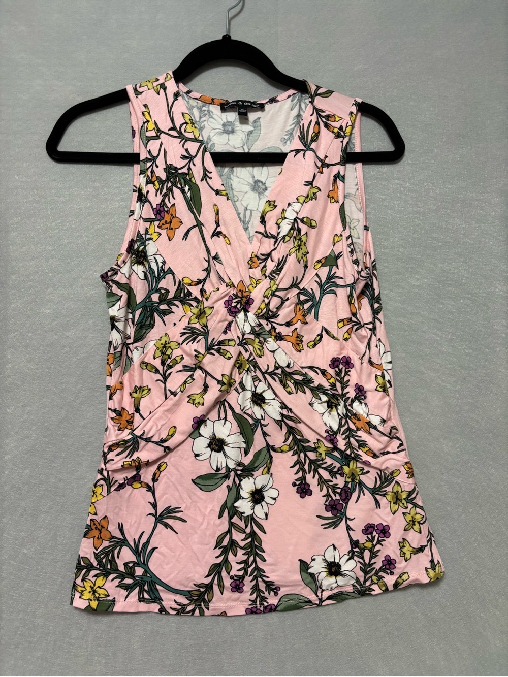 Cable & Gauge Pink Floral Twist-Front Camisole